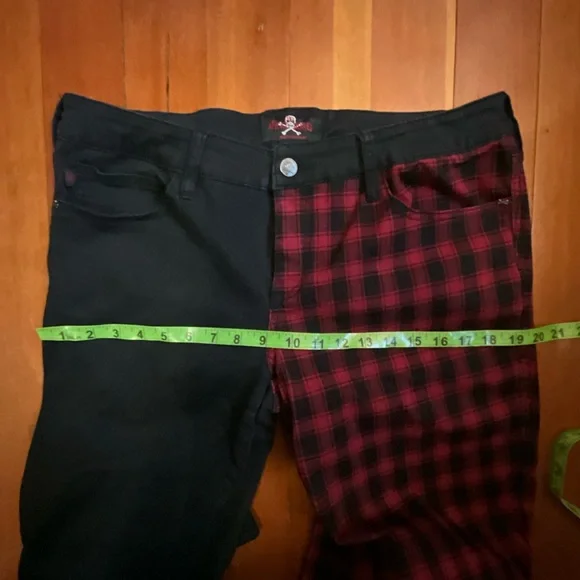 Royal Bones Black and Red Plaid Skinny Jeans - Picture 9 of 10
